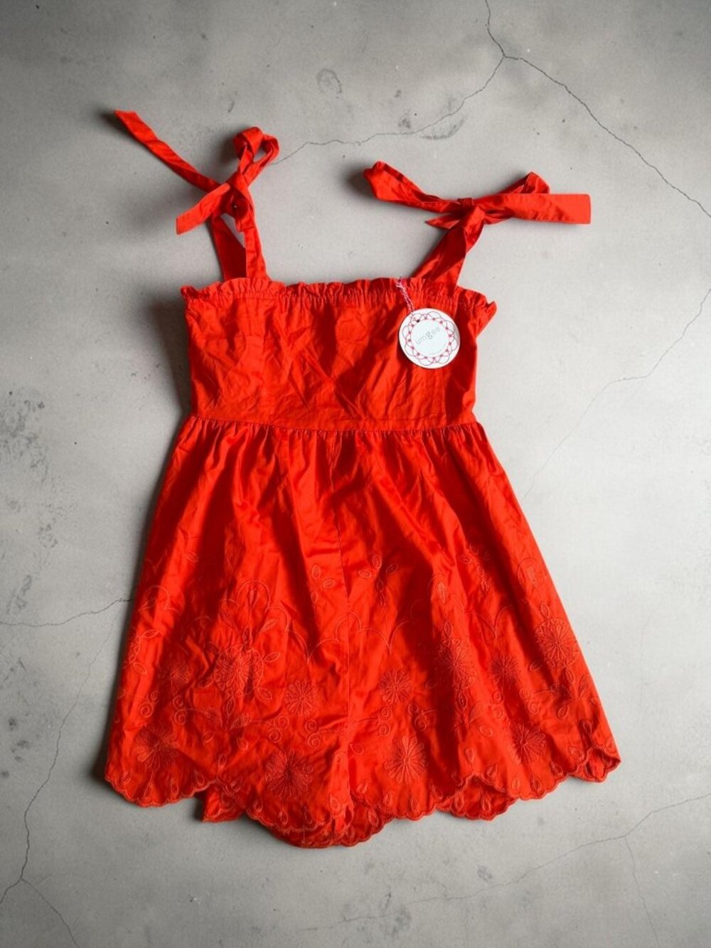 UMGEE Orange Eyelet Romper Size Small NEW NWT
